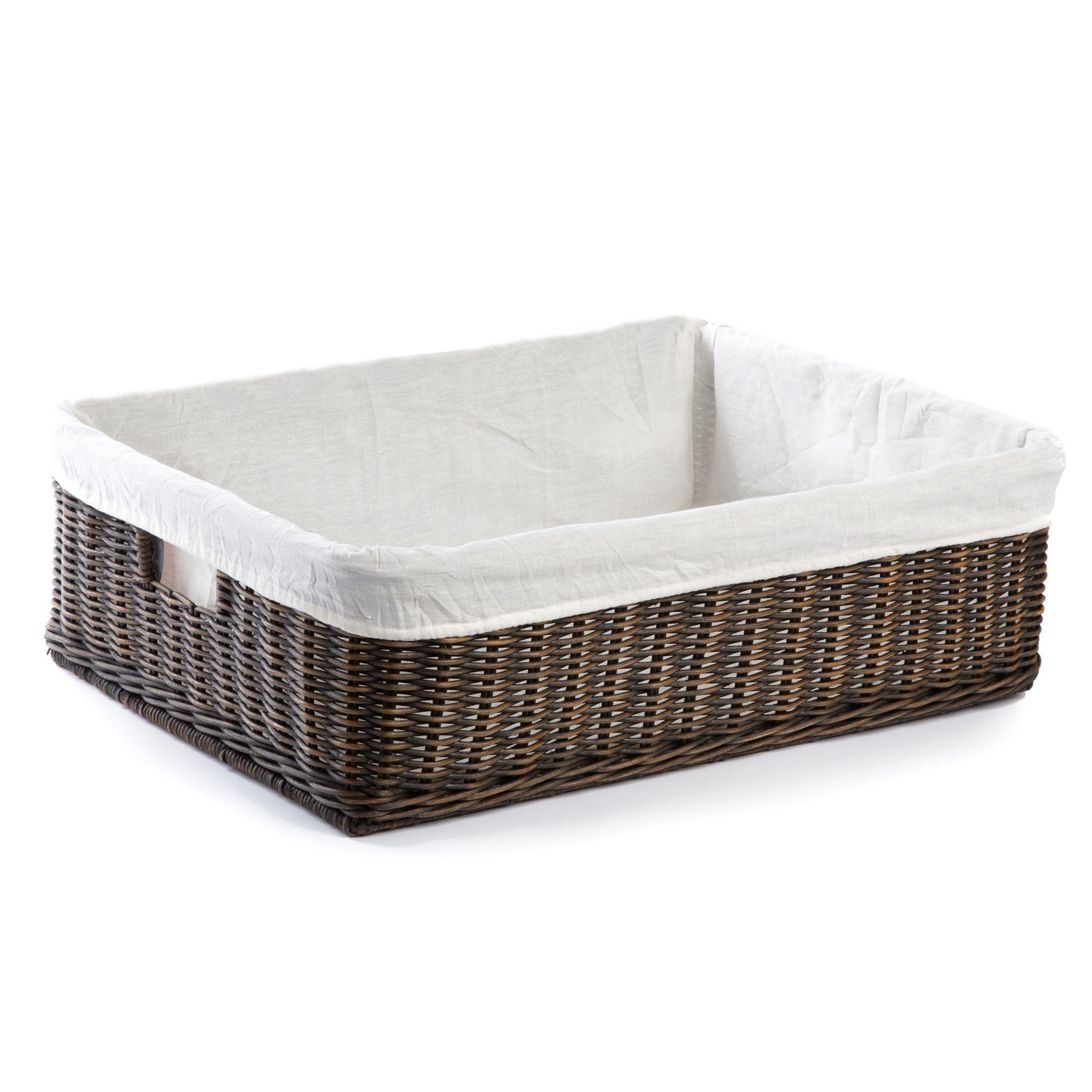 #color_antique walnut brown - Underbed Wicker Storage Basket with fabric liner | The Basket Lady