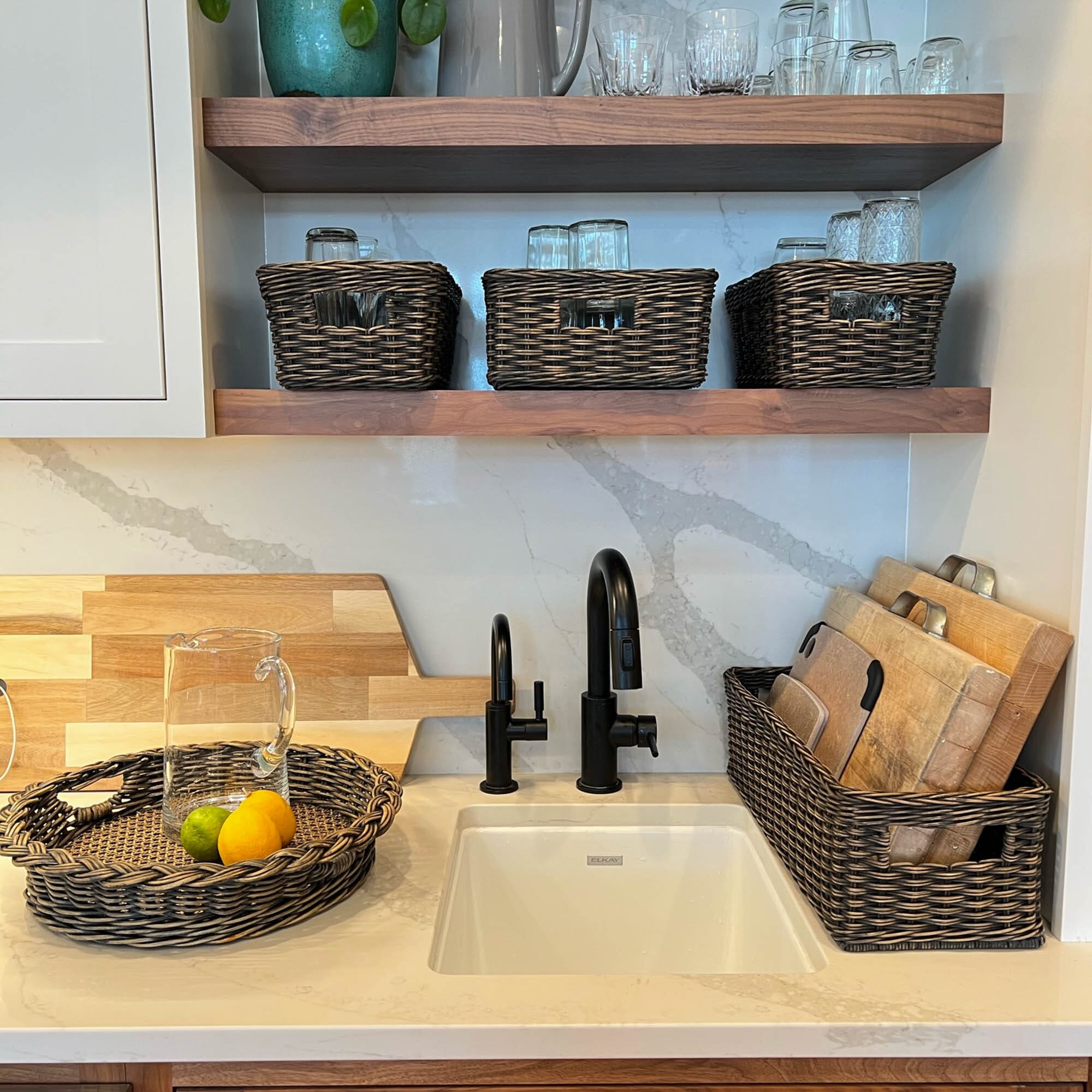 Narrow Rectangular Wicker Storage Basket Storage > Open Storage The Basket Lady 