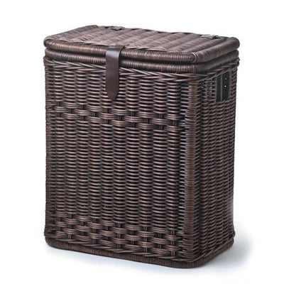 The Basket Lady Wicker Divided Recycling & Waste Basket Antique Walnut Brown