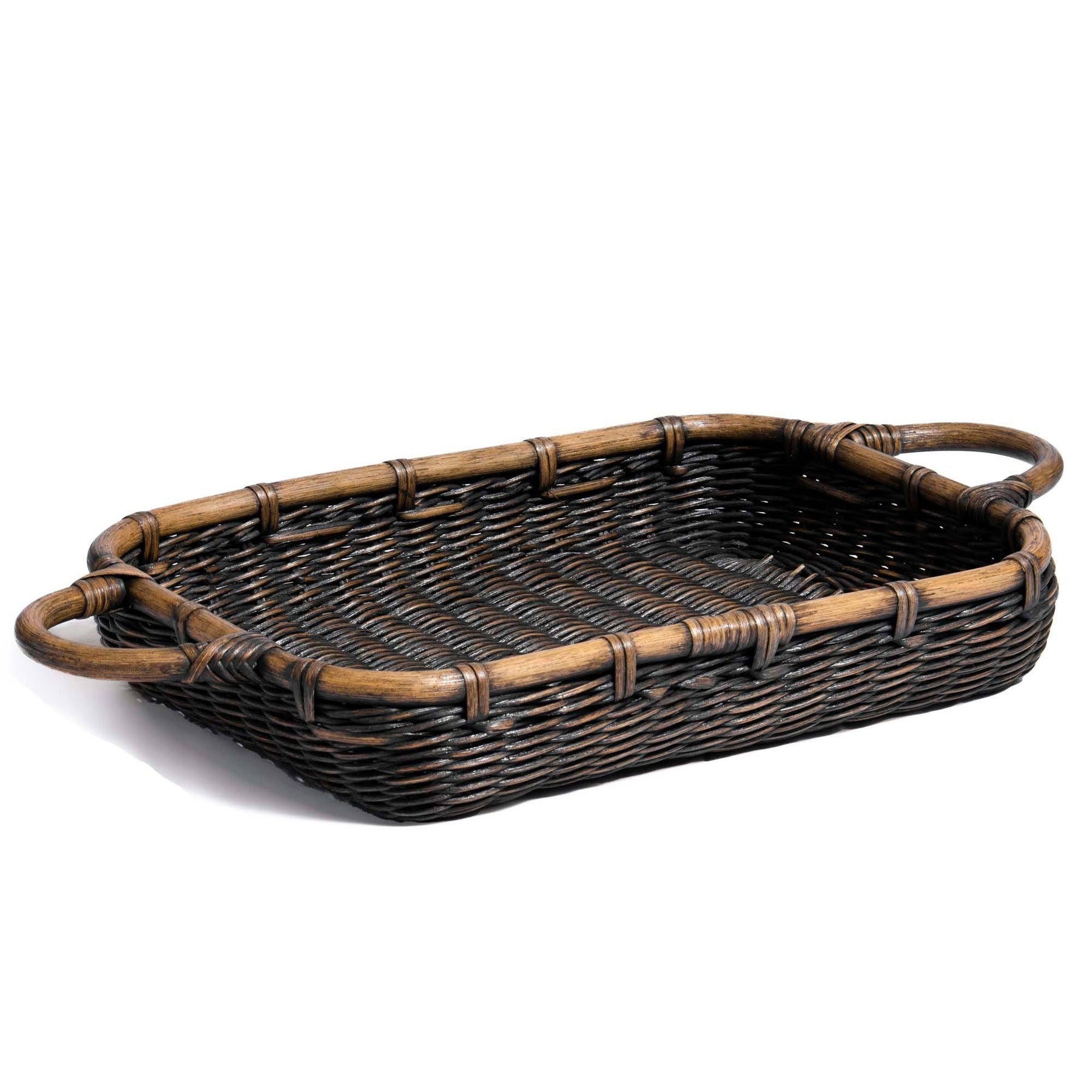 The Basket Lady Oval Wicker Waste Basket One Size (Size 0) Antique Walnut Brown