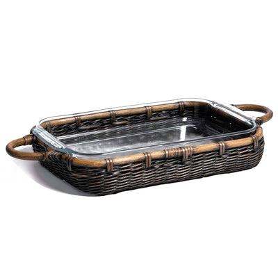 Wicker Casserole Basket in Antique Walnut Brown, fits 10x15 (4 qt) PYREX dish | The Basket Lady