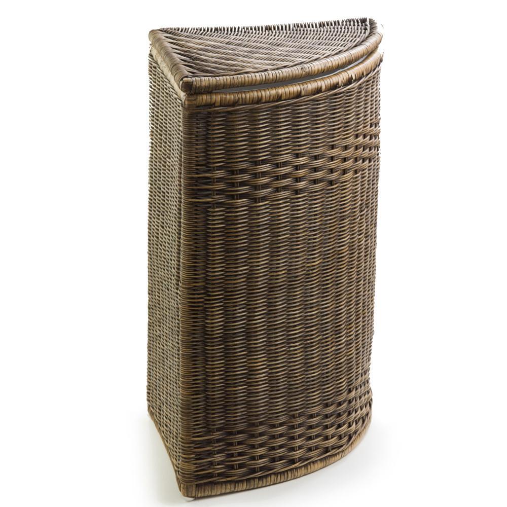 Tall corner outlet laundry basket