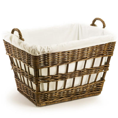 The Basket Lady Wicker French Laundry Basket Antique Walnut Brown One Size (size 1)