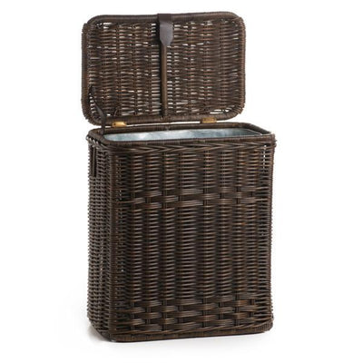 The Basket Lady Kitchen Trash Basket with Metal Liner Antique Walnut Brown One Size (size 0)
